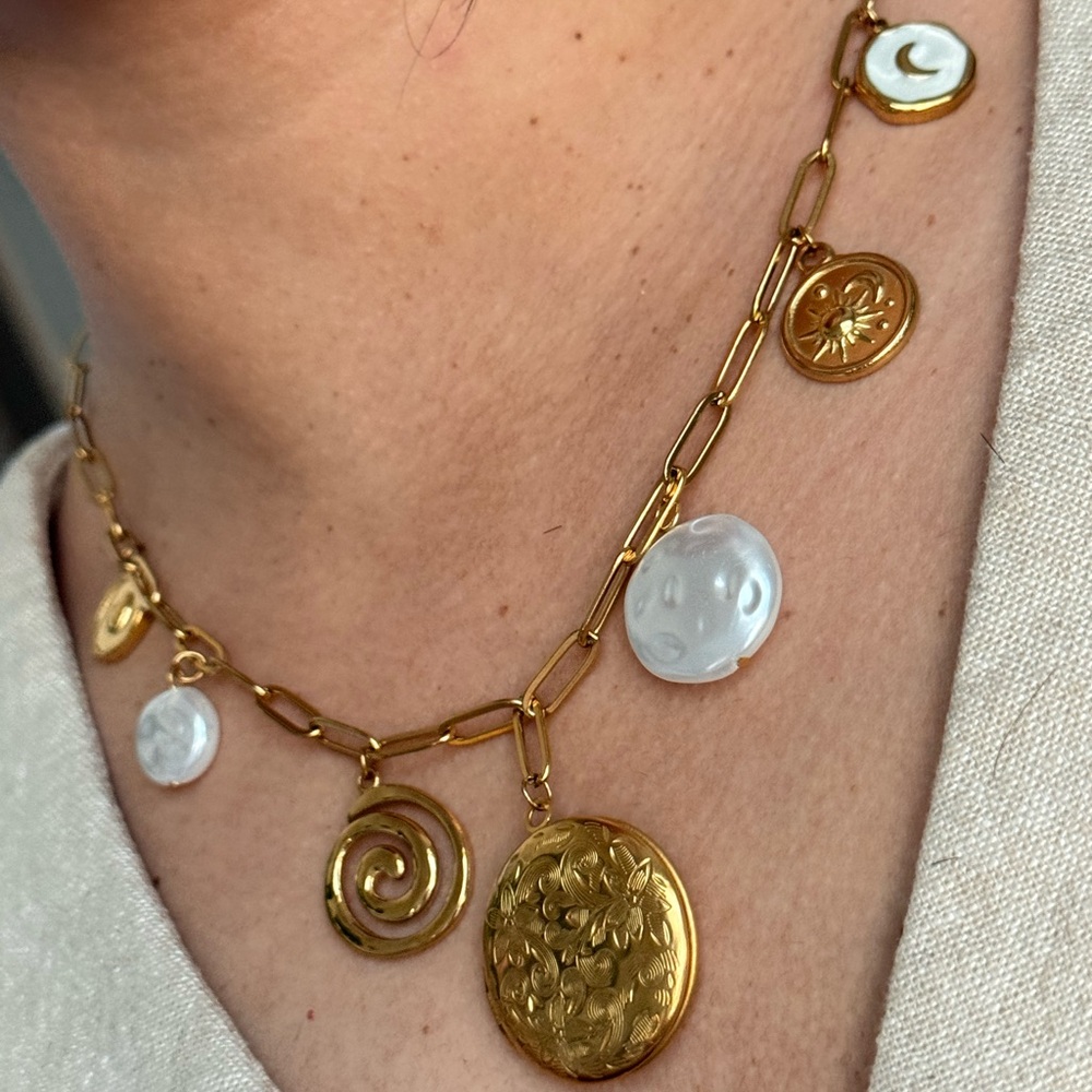 Gold and Silver Charm Necklace - Picture 2 of 4